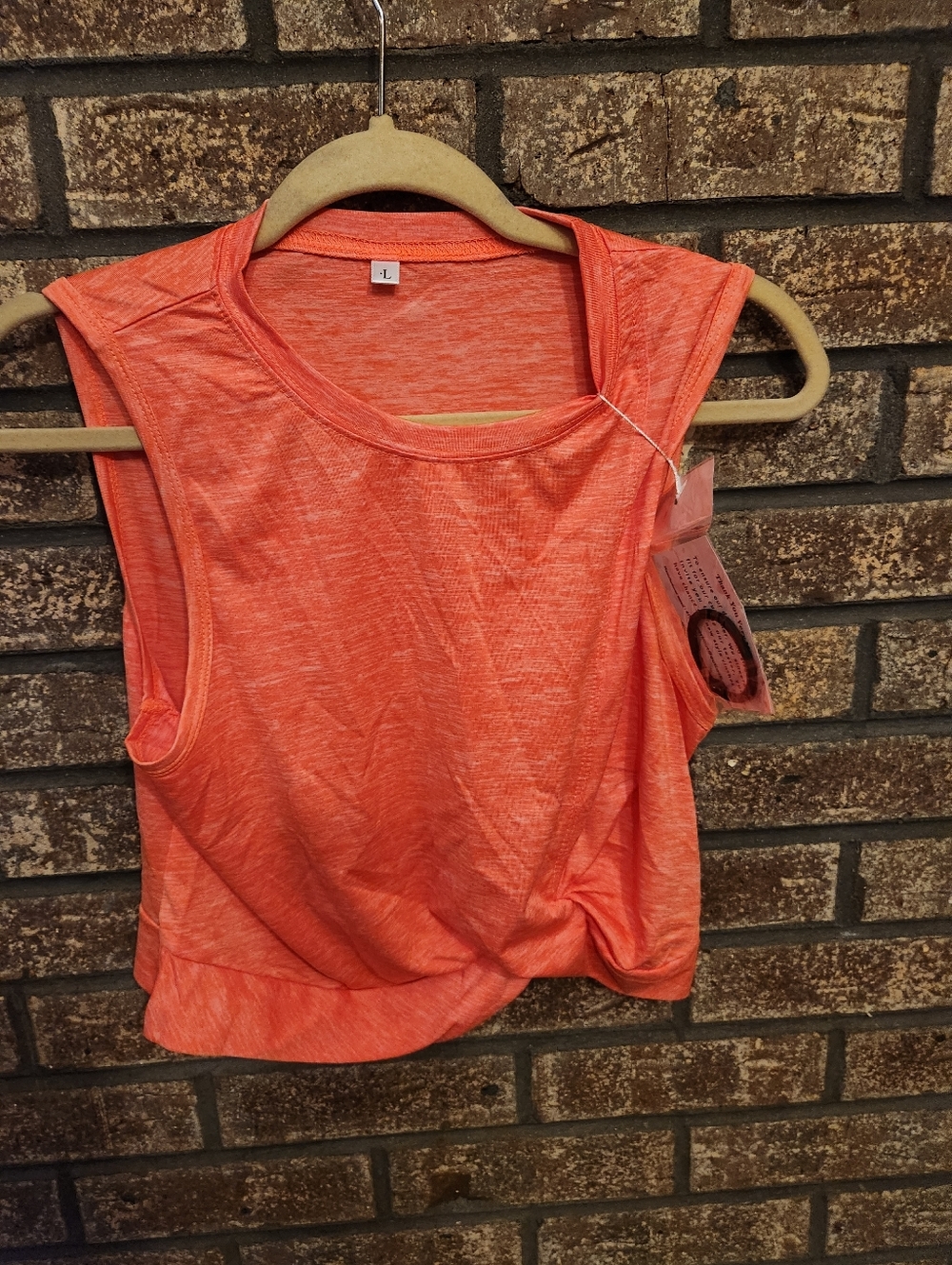 Crop Tank Top in Coral Orange - Women's Activewear Size L